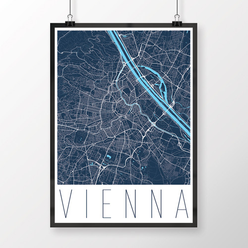 VÍDEŇ, 50x70cm, moderní, tmavě modrá