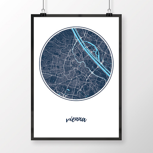 VÍDEŇ, 50x70cm, kulatá, tmavě modrá