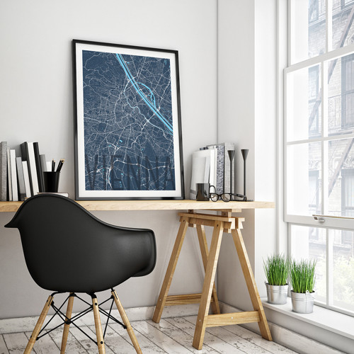 VÍDEŇ, 50x70cm, elegantní, tmavě modrá