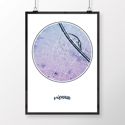VÍDEŇ, 50x70cm, kulatá, modro-fialová