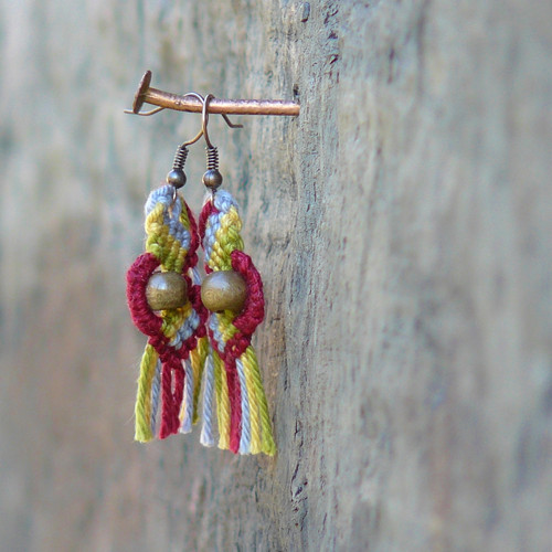 Macrame náušnice - podzim — foto 1