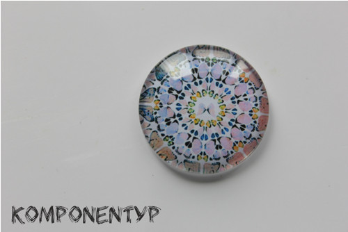 Skleněný kabošon Mandala, 30 mm, dofialova