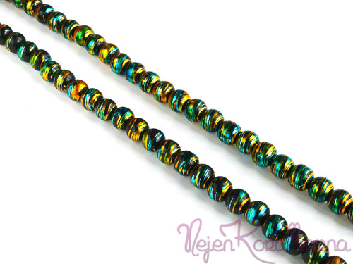 Korálky černé cákané 10mm