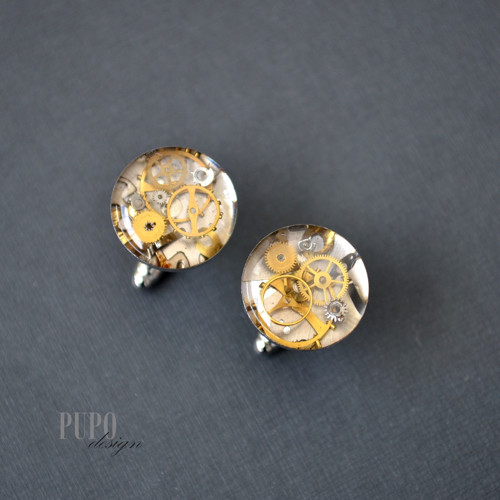 Manžetové Knoflíčky -Steampunk - Čiré — foto 1