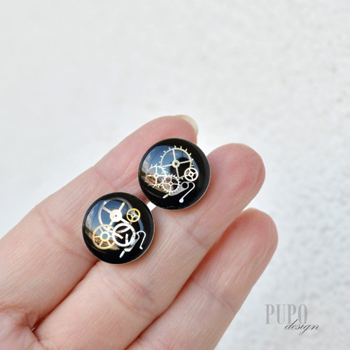 Černé Manžetové Knoflíčky -Steampunk — foto 1
