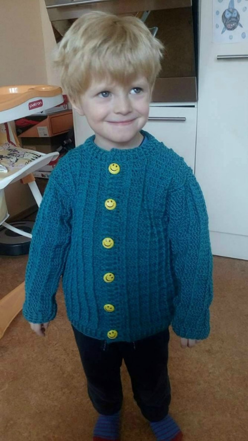 Tyrkysový háčkovaný svetřík - návod