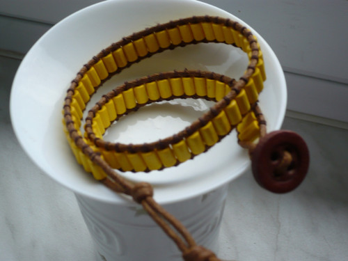 Náramek WRAP žlutý - 2 otočky