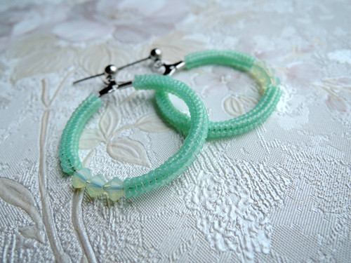 Náušnice Simply circles "Sparkly mint" - "L" — foto 1
