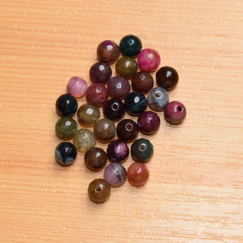 Achát - fasetovaný - 6 mm - 4 kusy