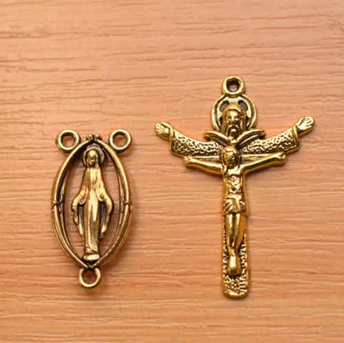 Křížek s madonkou - starozlato - sada
