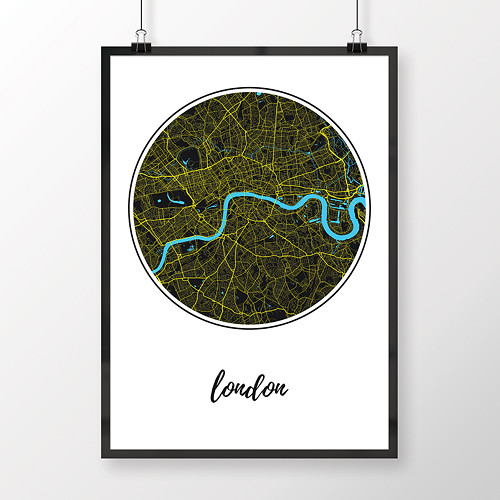 LONDÝN, 50x70cm, kulatý, černý — foto 1