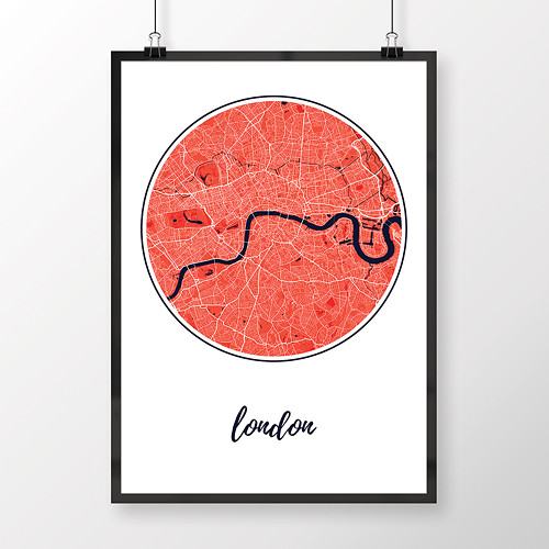 LONDÝN, 50x70cm, kulatý, červený