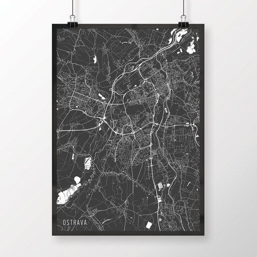 OSTRAVA, 50x70cm, minimalistická, tmavě šedá — foto 1