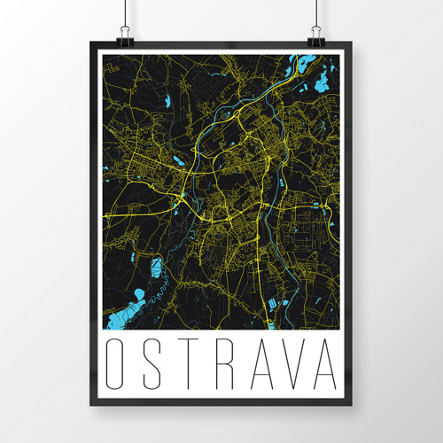 OSTRAVA, 50x70cm, moderní, černá — foto 1
