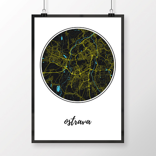 OSTRAVA, 50x70cm, kulatá, černá — foto 1
