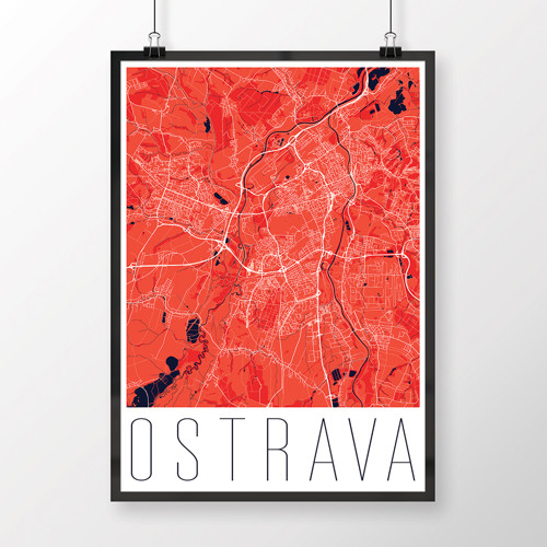OSTRAVA, 50x70cm, moderní, červená