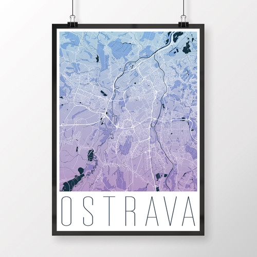 OSTRAVA, 50x70cm, moderní, modro-fialová