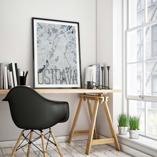 OSTRAVA, 50x70cm, elegantní, světle modrá