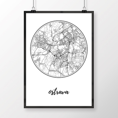 OSTRAVA, 50x70cm, kulatá, bílá
