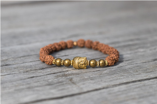 Rudraksha náramek s buddhou (hematit) — foto 1