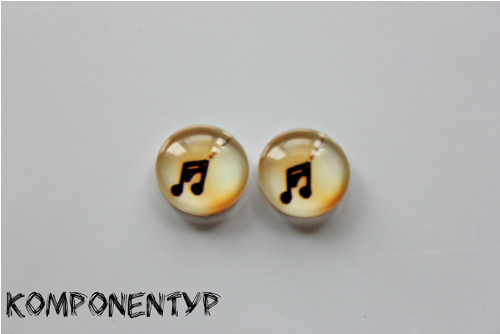 Skleněný kabošon "Noty" 12 mm, pár