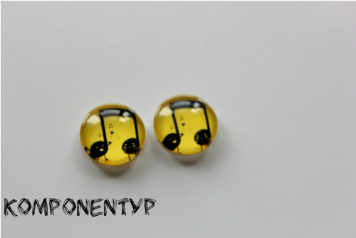 Skleněný kabošon "Noty" 12 mm, pár