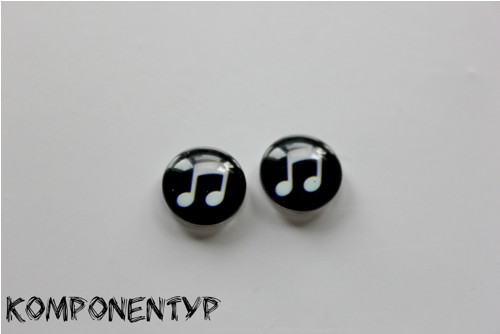 Skleněný kabošon "Noty" 12 mm, pár