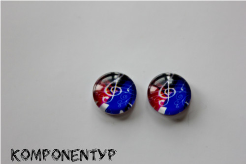 Skleněný kabošon "Noty" 12 mm, pár — foto 1