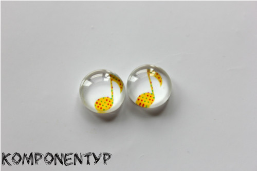 Skleněný kabošon "Noty" 12 mm, pár
