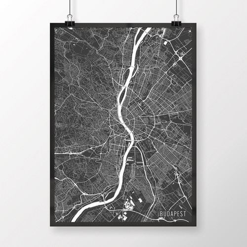 BUDAPEŠŤ, 50x70cm, minimalistická, tmavě šedá — foto 1