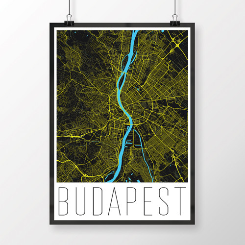BUDAPEŠŤ, 50x70cm, moderní, černá