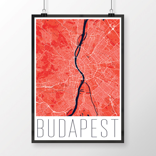 BUDAPEŠŤ, 50x70cm, moderní, červená — foto 1