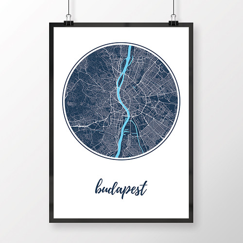BUDAPEŠŤ, 50x70cm, kulatá, tmavě modrá