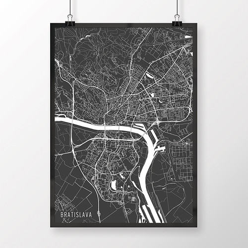 BRATISLAVA, 50x70cm, minimalistická, tmavě šedá — foto 1