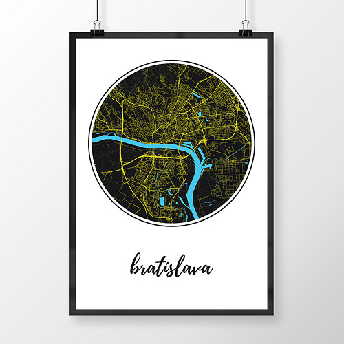 BRATISLAVA, 50x70cm, kulatá, černá — foto 1