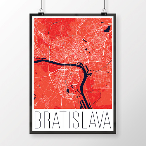 BRATISLAVA, 50x70cm, moderní, červená