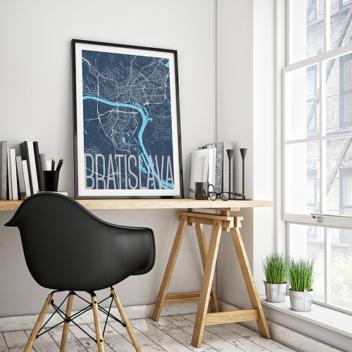 BRATISLAVA, 50x70cm, elegantní, tmavě modrá