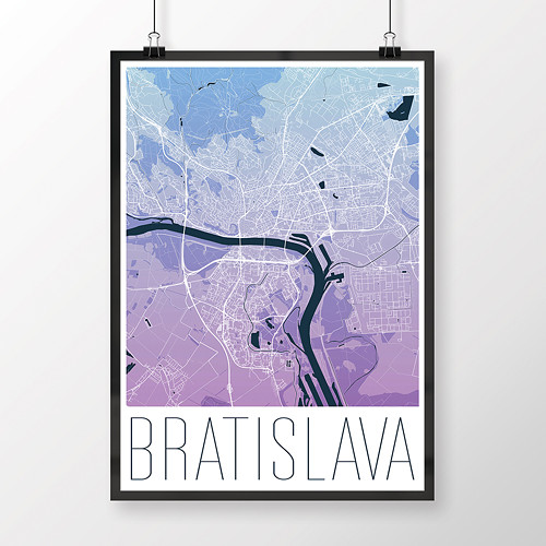 BRATISLAVA, 50x70cm, moderní, modro-fialová