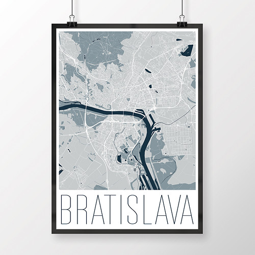 BRATISLAVA, 50x70cm, moderní, světle modrá
