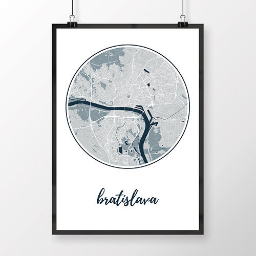 BRATISLAVA, 50x70cm, kulatá, světle modrá — foto 1