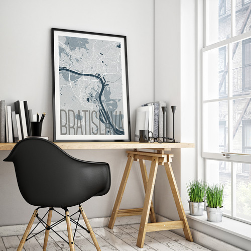 BRATISLAVA, 50x70cm, elegantní, světle modrá