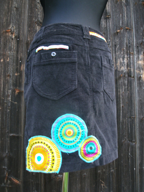 Manšestr sukně " Mandala" - Black Simple — foto 1