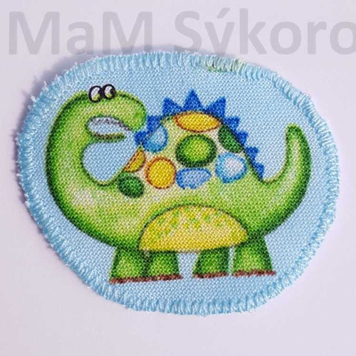 Nažehlovací záplata modrý dinosaurek