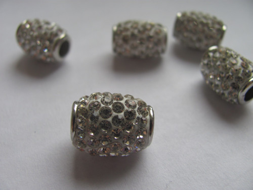 Shamballa korálek 13x16 mm - stříbrnobílá barva