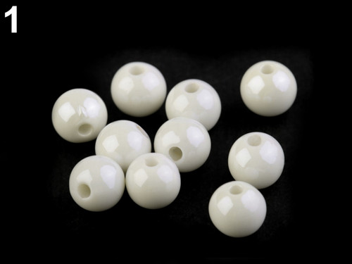 Plastové korálky Shine pr.8mm (10ks) - bílá