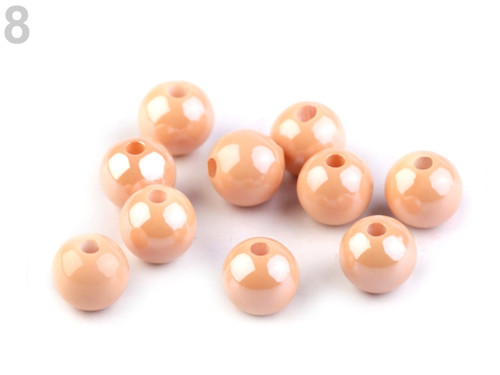 Plastové korálky Shine pr.8mm (10ks) - broskvová