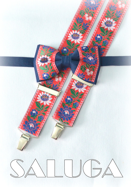 Folkový folklorní set motýlek + šle
