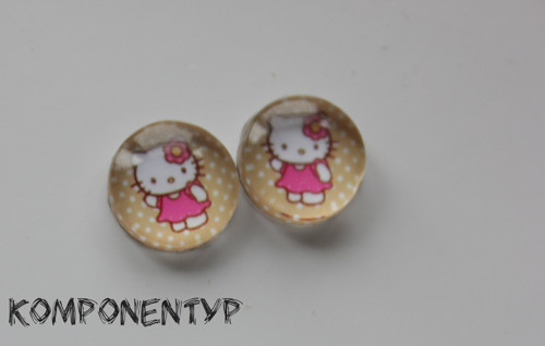 Skleněný kabošon "Kočička" 10 mm, pár — foto 1