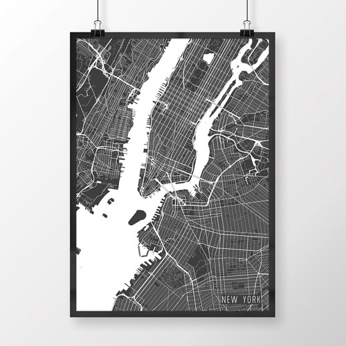 NEW YORK, 50x70cm, minimalistický, tmavě šedý