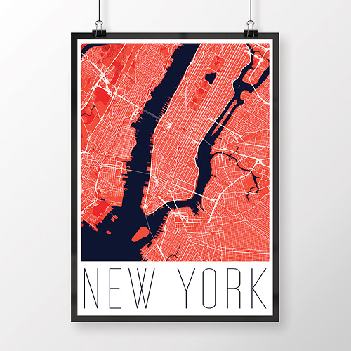 NEW YORK, 50x70cm, moderní, červený